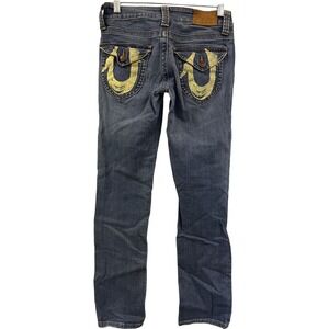 True Religion Women's Low Rise Jeans Size 3‎ 26 Blue Faded Denim